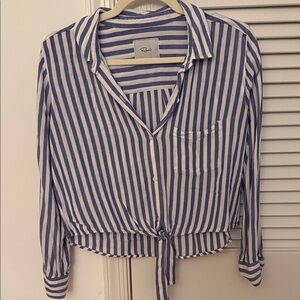 Rails Blue and White Striped Button Down Shirt